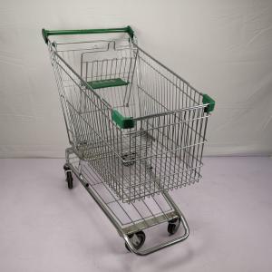 China PU Wheels Grocery Shopping Trolley 210L Metal Shopping Cart With Beverage Chassis wholesale