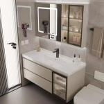 Customized Designs Wall Hung Bathroom Cabinets with Vanity Counter Wash Basin by