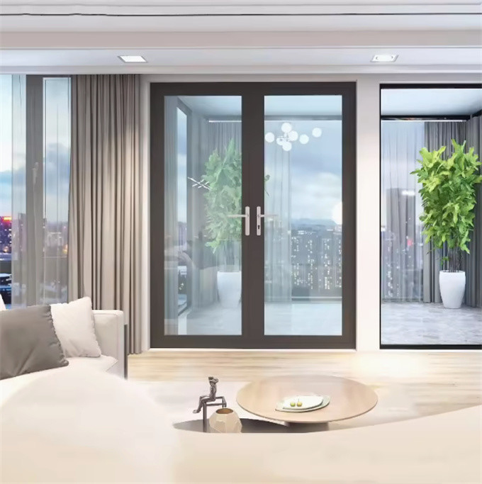 10 Sealing Layers Skate Exterior French Thermal Break Casement Doors with Aluminum Frame