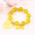 14MM Natural Energy Yellow Chalcedony With Yellow Jade Heart Carving Lucky
