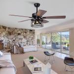 Home Office 5 Plywood 2000LM Crystal Ceiling Fan Light With DC AC Motor