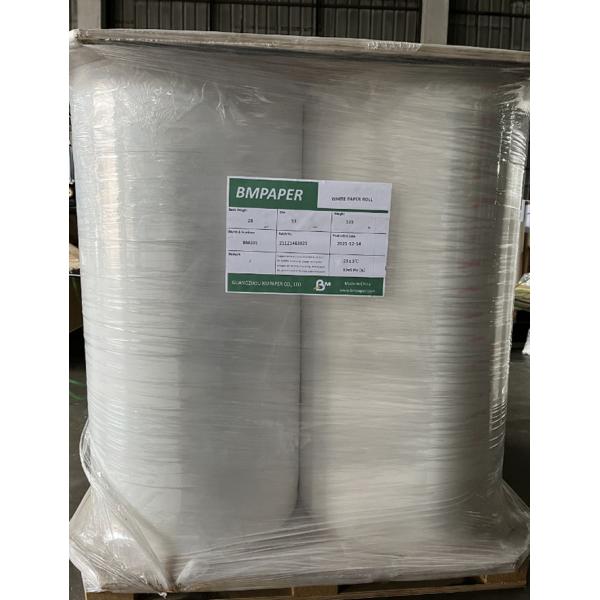 Slitted 32mm 53mm Width Natural White Wrapped Paper Roll For Straw Packaging