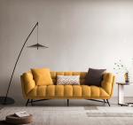 Tufted Sectional Loveseat Sleeper Sofa Bed Pull Out Yellow Velvet