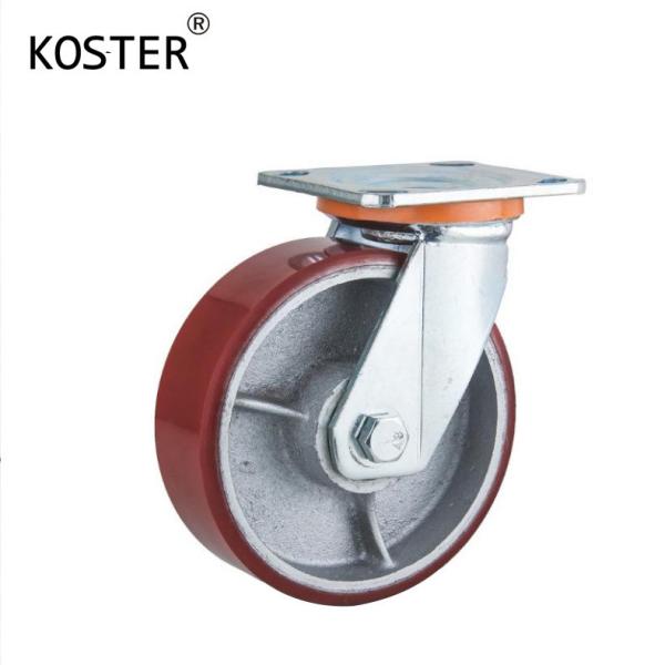 5 Inch PU Wheel Black Rubber Adjustable Industrial Heavy Duty Caster Wheel With