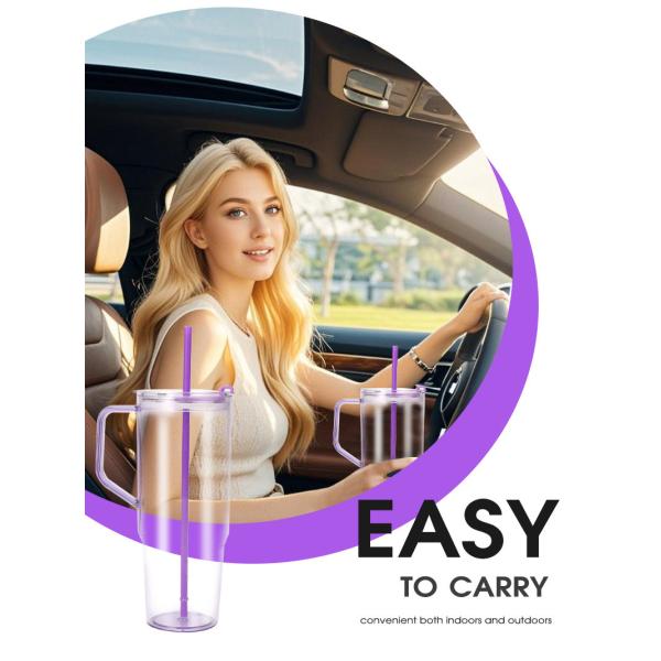Customizable 40oz Single-layer Handle Cup Large-capacity Straw Portable Plastic Cup For Outdoor