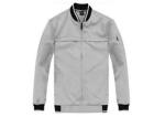Beige Cotton Men's Bomber Jackets Knitted Ribbed Cuffs / Flight Jackets For Men