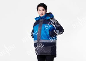 China Reflective Tape Padded Winter Coat / Mens Warm Work Coats Blue And Navy wholesale