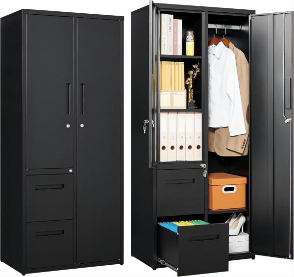 73x45x170CM black wardrobe cabinet office furniture cabinet used in household