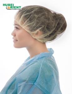 China Disposable Bouffant Cap Breathable Non Woven Head Covers Yellow wholesale
