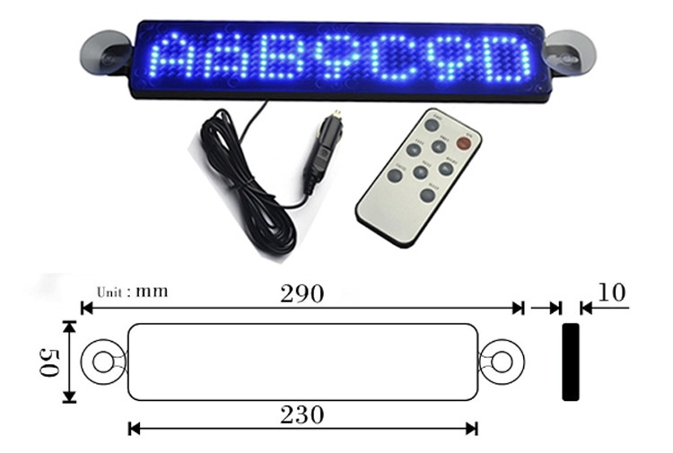 Remote Control Car Window Acrylic Running Programmable Led Sign