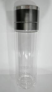 China Largesize Glass Water Bottle Stainless Steel Push Opening With Cloth Sleeve Pouch wholesale
