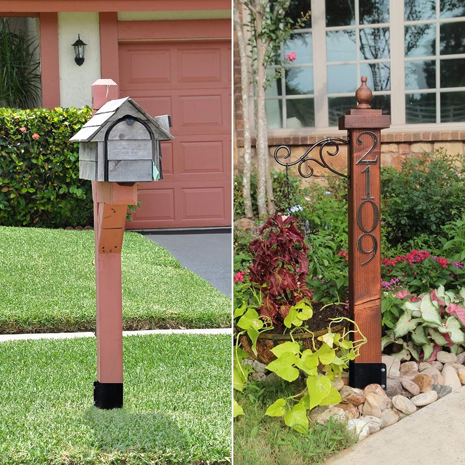Triangle Bracket Heavy Duty Metal Black Powder Coated Fence Post Anchor for Versatile