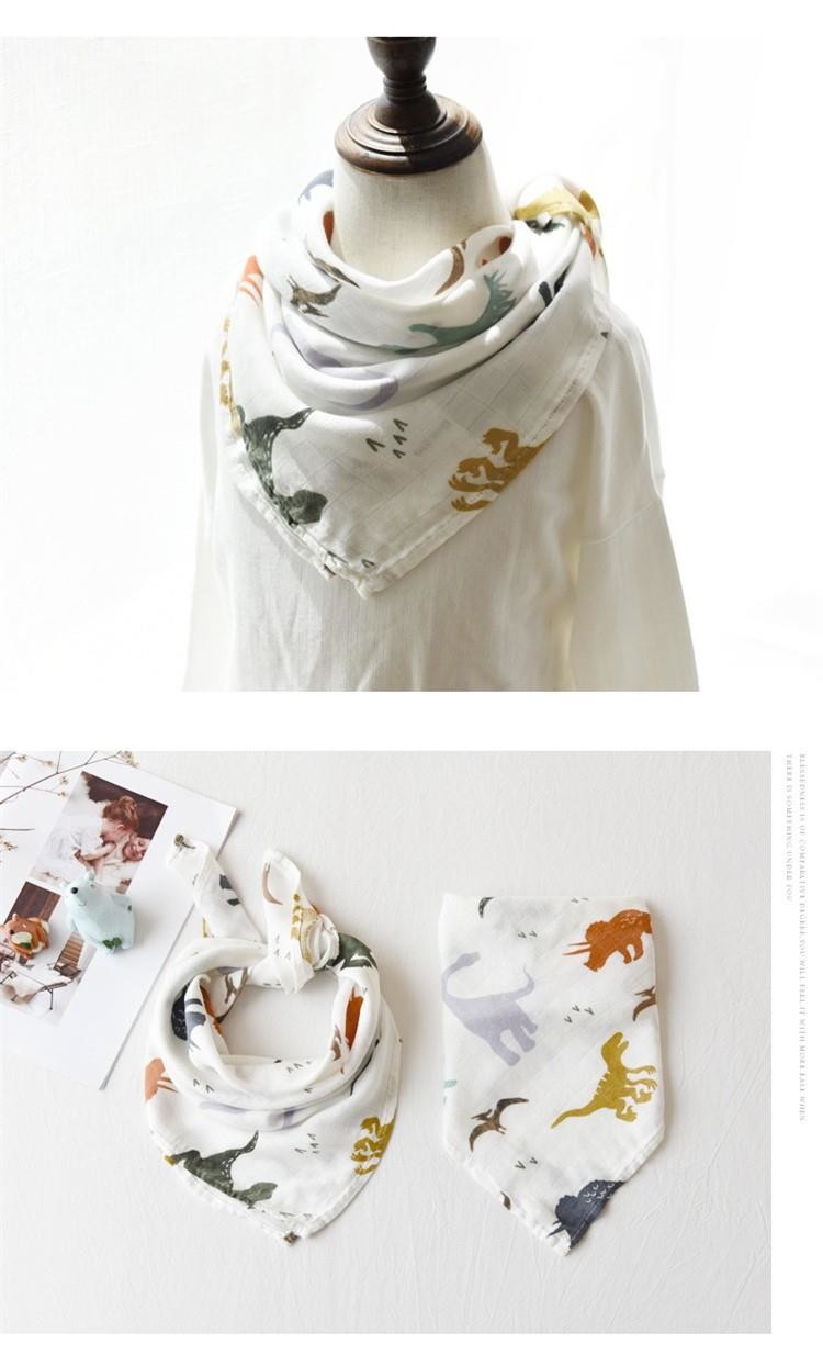 Stylish Practical Super Absorbent Muslin Baby Bibs Snap Closure Customized Printing Design