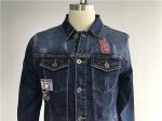 Button Through Stretch Denim Jacket Mens Trucker Jacket Size Customized TW76376
