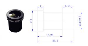 Φ14×16.3 Fixed Zoom Security Camera Lens 3MP 1/2.5 F2.0 110° Field ROHS