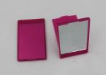 Pink Plastic Folding Travel Makeup Mirrors , Square Shape Handheld Compact