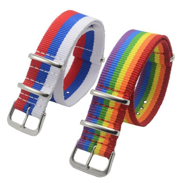 LGBT Pride Rainbow Nylon Band for Watch Russian Flag Strap Men Women Watches