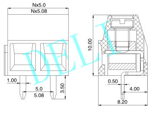 2 Pins Screw Terminal Block PCB Connector 300v DL127-XX-5.0/5.08mm Long Lifespan
