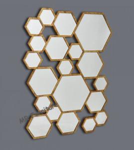 China Mixed Hexagon Metal Mirror Wall Decor Silver / Gold Color Optional wholesale