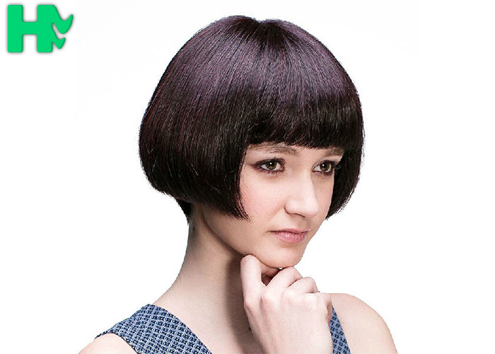 Synthetic Heat Resistant Choppy Short Bob Wigs With Bangs 8 Inch Length