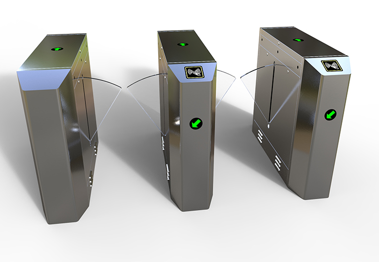 Automatic Revolving Electric Vertical Swing Turnstile Gate , Flap Barrier Turnstile Security Gate