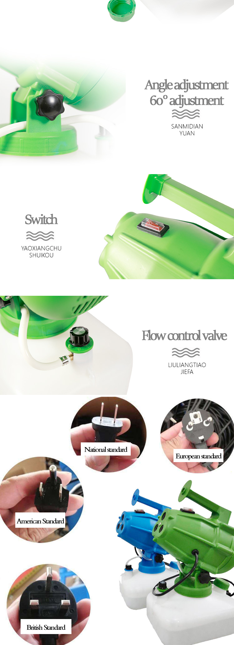 Nebulizer Electric Portable Cold Fogging Agriculture Spray Machine 5l 150-260ml/Min Rate