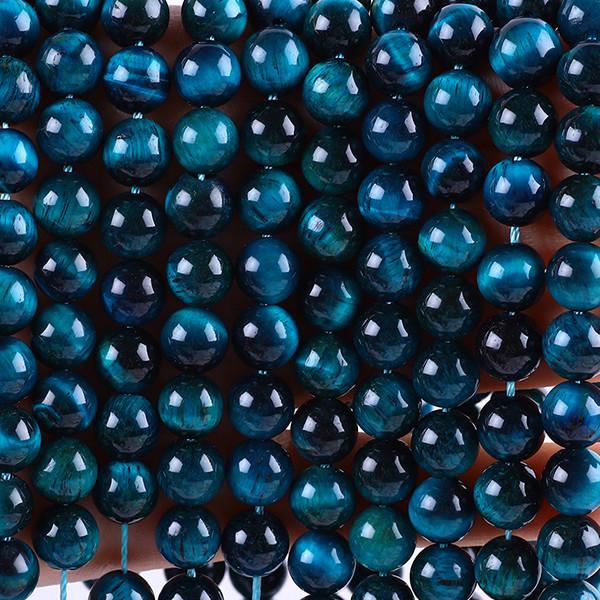 8mm Lake Blue Tiger's Eye Gemstone Healing Crystal Stone Beads For Jewelry