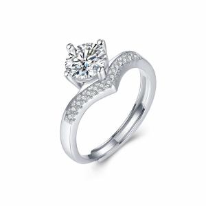 China 0.5 1 Carat 6 Prong Moissanite Engagement Ring D VSS1 925 Sterling Silver Custom wholesale