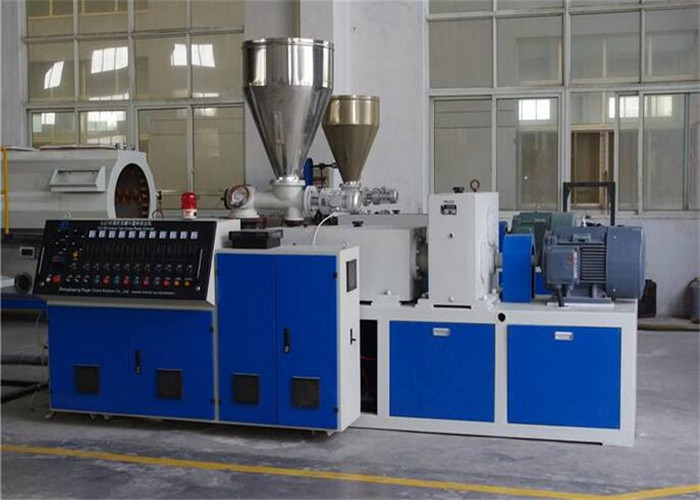 PLC Control Twin Screw Extruder , 16-63mm Pvc Twin Pipe Extrusion Machine
