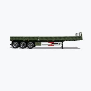 China 3 Axles 40ft Flatbed Semi Trailer Drop Side Rail Wall wholesale