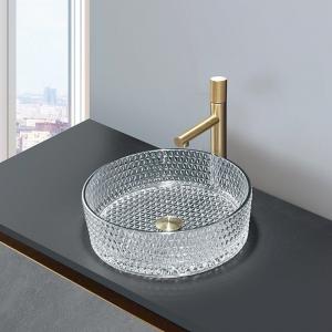 China Glass Bathroom Wash Basin Trace Silver Color Easy To Clean wholesale