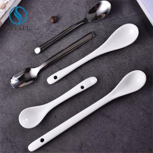 China Chinese Porcelain Soup Spoons Stainless Steel Serving Spoons wholesale