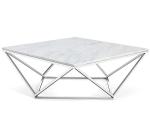 Unique Diamond shaped Stainless Steel Base Marble Top Console Coffee Tape