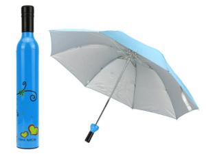 China Blue Bottle Shaped Umbrella , Manual Open Umbrella That Folds Upward Promotional wholesale