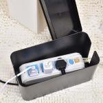 White Cable Organizer Box Power Cord Surge Protector Cable Management