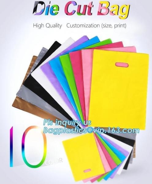 Custom logo HDPE / LDPE patch handle die cut plastic shopping bag for carrying