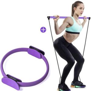China 94cm Purple Pink Pilates Yoga Ring With Hip Muscle Trainer Pilates Bar wholesale
