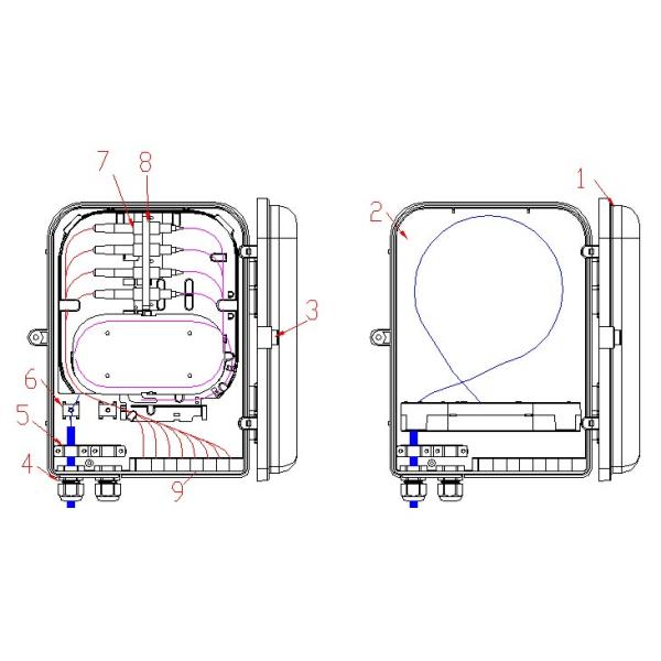 16 Core Fiber Optic Routing Distribution Box, SC/LC/PLC, Wall/Pole/Hanging