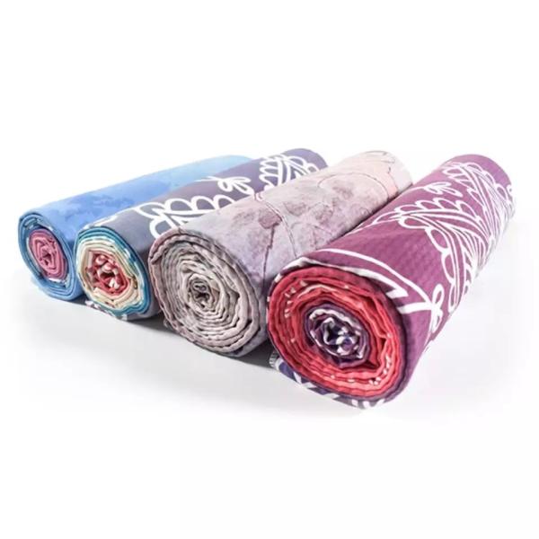 Hot Yoga Towel with Printing, Non-slip Portable Travel Yoga Mat Towel,Pilates