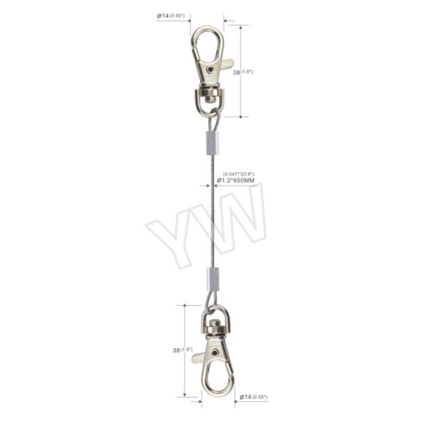 Stainless Steel Cable LED Panel Suspension Kit / Wire Hanging System With Snap Hooks