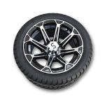 12 Inch Machined Black Wheel And 215/35-12 Tire Assembly No Lift Required