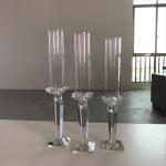 Silver Black 3 Piece Candle Holder Set Centerpiece Crystal Candlestick 20cm