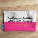 Natural Color Zip Up Makeup Bag , Polyester / Satin Lining Small Cloth Bags With