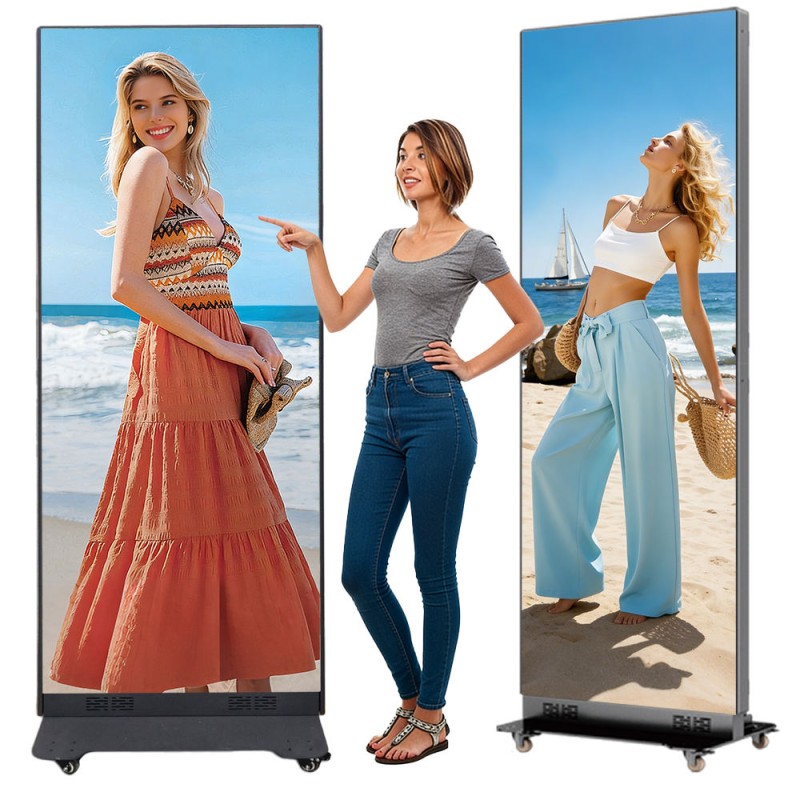 HSCXLED Foldable P2.5 GOB Poster LED Screen Stand LED Display Double-sided Led Poster Screen for Shopping Mall