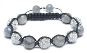 China Adjustable Shamballa Bracelet, Labradorite Faceted Rounds &amp; Crystal Rhinestone Ball wholesale