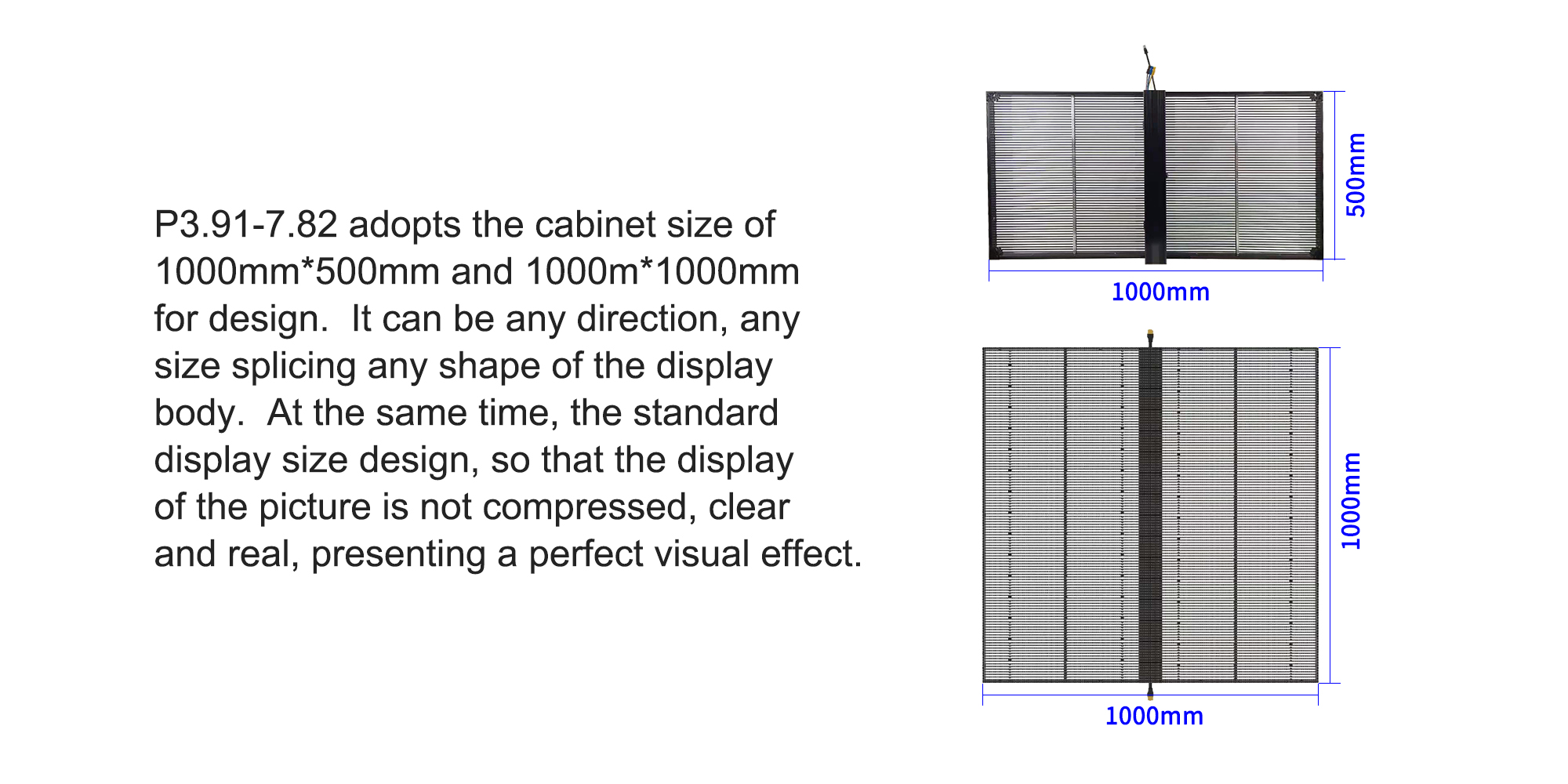 1000*1000mm Panel Size P3.91 7.82mm Glass Window LED Display 32768dots/sqm