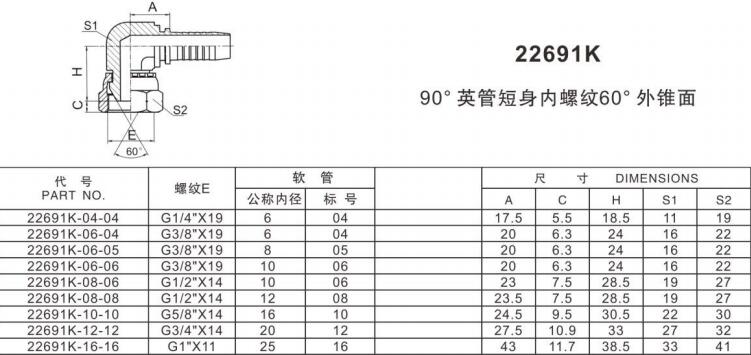 22691K 60 Degree Cone Hydraulics Hoses And Fittings