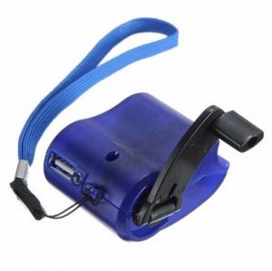 China USB Travel Emergency Mobile Phone Charger Dynamo Hand Manual Charger Wind-Up Charger Blue on sale