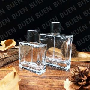 China Reusable Square Glass Perfume Bottle , Luxury Transparent Perfume Bottle wholesale