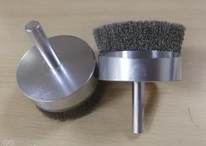 China Spindle Stem Mounted Crimped Wire Cup Brush For Drill 75mm Diameter 20mm Shank wholesale